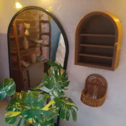 MINIATURE FURNITURE |  Mason Wall Shelf  and Rattan Arc Wall URBAN OUTFITTERS - INSPIRED | 3D MODEL FOR 1:12 DOLLHOUSE