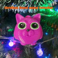 Round animals collection. Cat