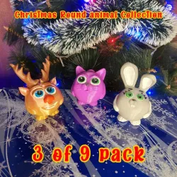 Round animals collection. pack 3 of 9, Bunny, cat and deer