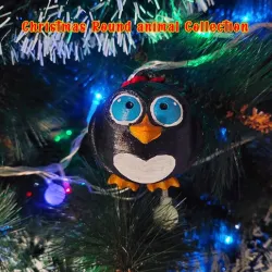 Round animals collection. Penguin