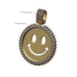 Smiley face Iced diamond pendant with bail 3D print model
