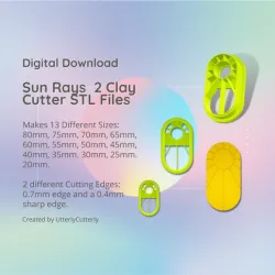 Sun Rays 2 Clay Cutter - Celestial STL Digital File Download- 13 sizes and 2 Cutter Versions