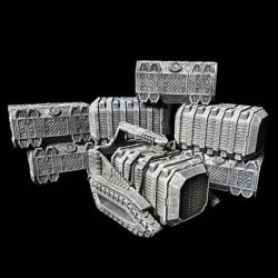 Armored Cargo Crates and Hauler Sci Fi and Industrial Tabletop Terrain