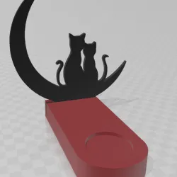 Cats in Love and Moon Candle Holder