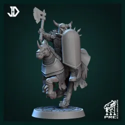 Chaos Rider - B - Rider with ax and shield - Pre-supported