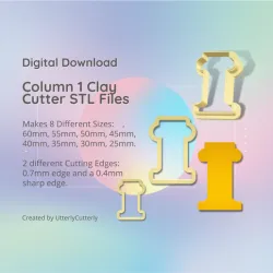 Column 1 Clay Cutter - Ancient Greek Roman STL Digital File Download- 8 sizes and 2 Cutter Versions
