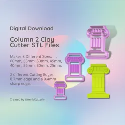 Column 2 Clay Cutter - Ancient Greek Roman STL Digital File Download- 8 sizes and 2 Cutter Versions