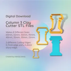 Column 3 Clay Cutter - Ancient Greek Roman STL Digital File Download- 8 sizes and 2 Cutter Versions