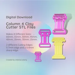 Column 4 Clay Cutter - Ancient Greek Roman STL Digital File Download- 8 sizes and 2 Cutter Versions