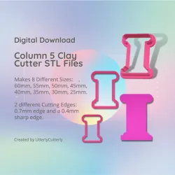 Column 5 Clay Cutter - Ancient Greek Roman STL Digital File Download- 8 sizes and 2 Cutter Versions