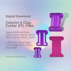 Column 6 Clay Cutter - Ancient Greek Roman STL Digital File Download- 8 sizes and 2 Cutter Versions