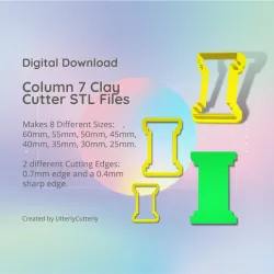 Column 7 Clay Cutter - Ancient Greek Roman STL Digital File Download- 8 sizes and 2 Cutter Versions