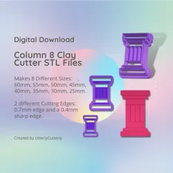 Column 8 Clay Cutter - Ancient Greek Roman STL Digital File Download- 8 sizes and 2 Cutter Versions