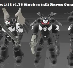 Custom 1/18 (4.76 inches tall) Raven Guard Space Marine Trio
