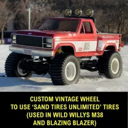 Custom Vintage Look Wheel for Large paddle tires used in Wild Willys M38 or Blazing Blazer
