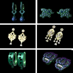 Earring In The Shape With Leaves In Diamonds 3DM STL Model 32-37
