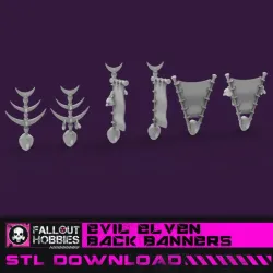Evil Elven Back Banners 28mm