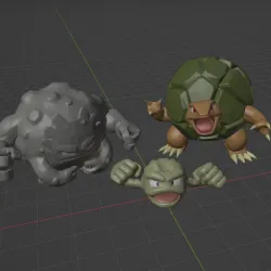 Geodude, graveler and golem pokemon 3D print model