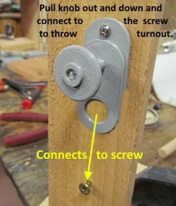 N Scale -- Knob/Ring Control for Gravity-Switcher switch machine