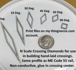 N Scale -- Print files for crossing center diamonds.