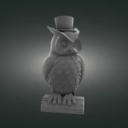 owl and cylinder hat