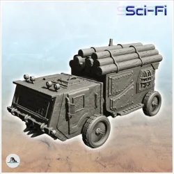 Sci-Fi all-terrain truck for wood transport with four wheels (1) - Future Sci-Fi SF Zombie plague Post apocalyptique Terrain Tabletop Scifi