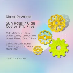 Sun Rays 7 Clay Cutter - Celestial STL Digital File Download- 8 sizes and 2 Cutter Versions