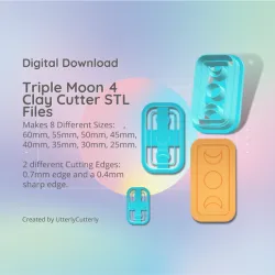 Triple Moon 4 Clay Cutter - Celestial Goddess Moon STL Digital File Download- 8 sizes and 2 Cutter Versions