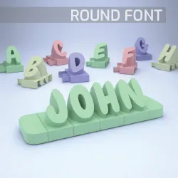 3D name from letters - round font