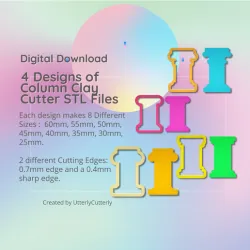 4 Designs of Column Clay Cutter - Ancient Greek Roman STL Digital File Download- 8 sizes and 2 Cutter Versions