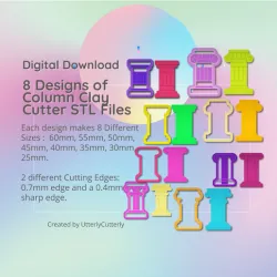 8 Designs of Column Clay Cutter - Ancient Greek Roman STL Digital File Download- 8 sizes and 2 Cutter Versions