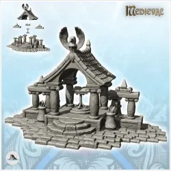 Altar with stone columns with braziers and eagle symbol (2) - Medieval Gothic Feudal Old Archaic Saga 28mm 15mm