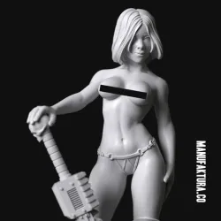 Dom Series 01f - Topless Commissar Girl with Chainsaw Sword