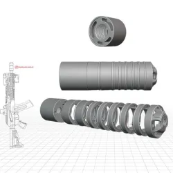 Hexagon Tactical AK Suppressor - single elements - no baffles -customable - Airsoft
