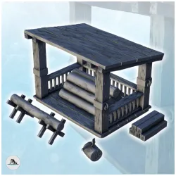 Logger's platform with accessories (2) - Pirate Jungle Island Beach Piracy Caribbean Medieval