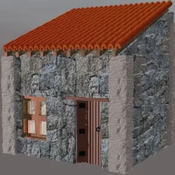 Medieval house with stone walls