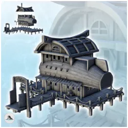 Medieval wooden pirate harbor building with floors (4) - Pirate Jungle Island Beach Piracy Caribbean Medieval