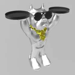 PITBULL BUTLER DOG MUSCLE DECO TRAY