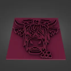 Stamp. Cow with a bow