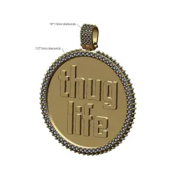 Thug life 40mm iced memory picture pendant with bail 3D print model