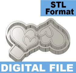 Vent Double Heart Freshie Mold Model