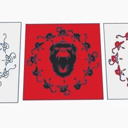 WALL ART 12 MONKEYS HD 180X185 MM .INCLUDES DESIGN TEMPLATE.EASY PRINT WITHOUT SUPPORTS.