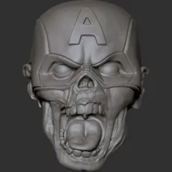 Zombie Captain America head for action figures