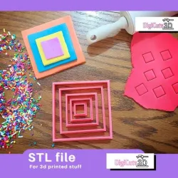 5 Pcs squares cookie cutters set STL File 2