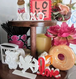 6 Pc Valentine's Day Tier Tray Signs Decor Cupid, Stamp, Love, Bear, Coffee Cup, Decorations