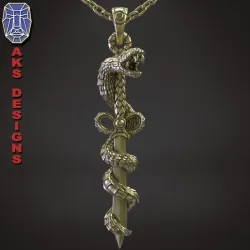 animal Pendant jewelry snake and sword v1