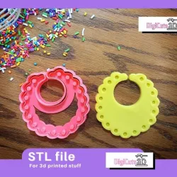 Bib baby shower cookie cutter STL