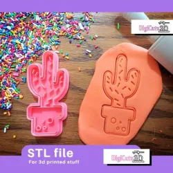 CACTUS PLANT WITH pot COOKIE CUTTER - COWBOY COOKIE CUTTER STL FILE