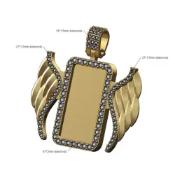 Diamond wings rectangular memory picture pendant 3D print model