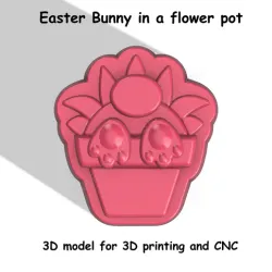 Easter Bunny in a flower pot Stl File